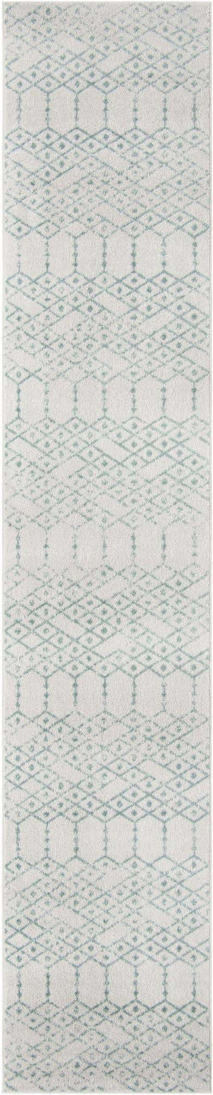 Ivory Aqua 2' 11 x 16' Paxon Trellis Runner Area Rug Geometric Durable Stain Resistant Easy Clean Carpet for Modern Interior Home Decor for Sale at Rug Engine