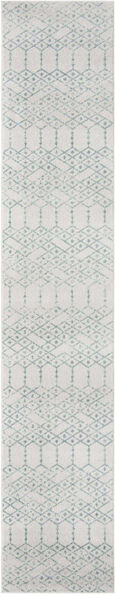 Ivory Aqua 2' 11 x 16' Paxon Trellis Runner Area Rug Geometric Durable Stain Resistant Easy Clean Carpet for Modern Interior Home Decor for Sale at Rug Engine
