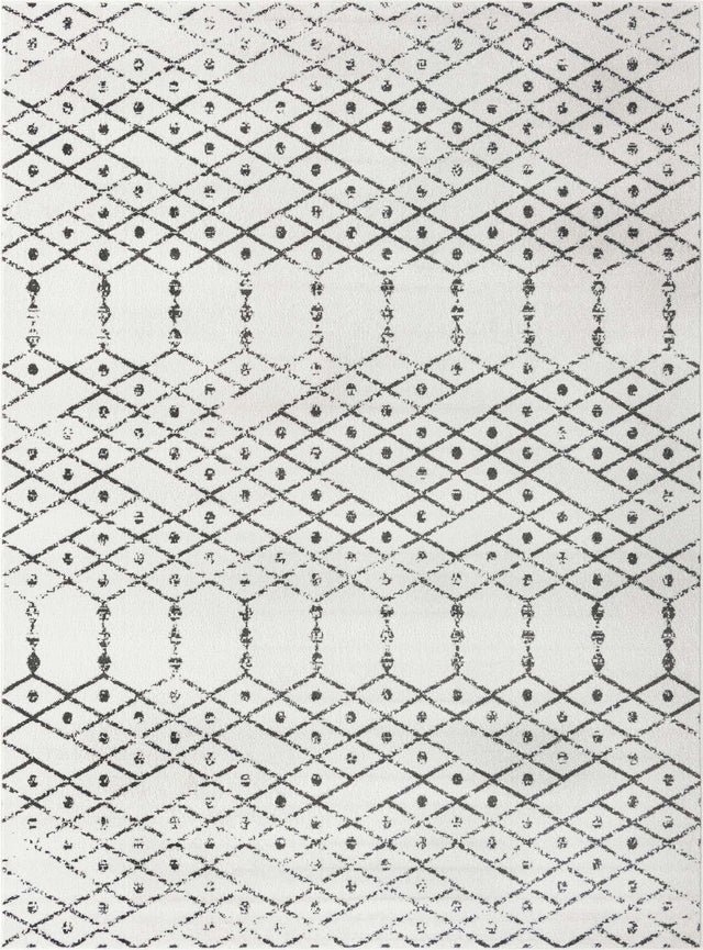 Ivory Black 10' x 14' Paxon Trellis Rectangle Area Rug Geometric Durable Stain Resistant Easy Clean Carpet for Modern Interior Home Decor for Sale at Rug Engine