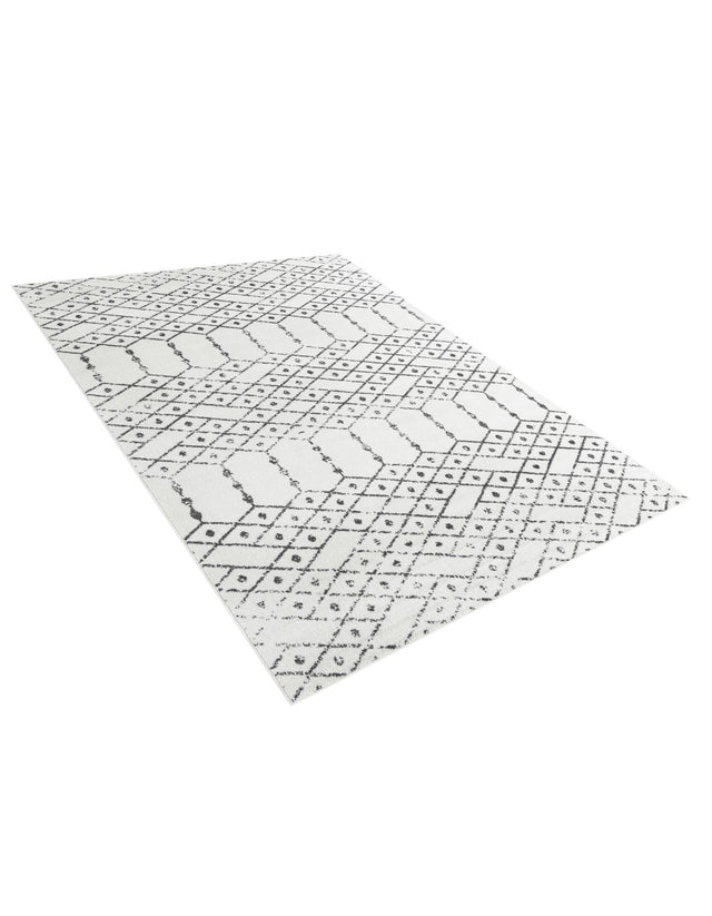 Ivory Black 7' x 10' Paxon Trellis Rectangle Area Rug Geometric Durable Stain Resistant Easy Clean Carpet for Modern Interior Home Decor for Sale at Rug Engine