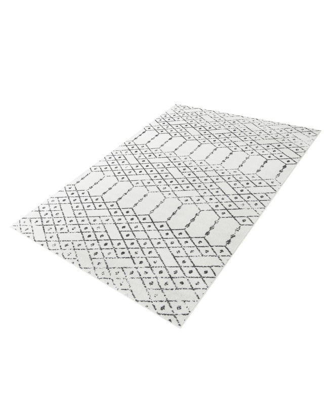 Ivory Black 7' x 10' Paxon Trellis Rectangle Area Rug Geometric Durable Stain Resistant Easy Clean Carpet for Modern Interior Home Decor for Sale at Rug Engine