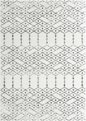 Ivory Black 7' x 10' Paxon Trellis Rectangle Area Rug Geometric Durable Stain Resistant Easy Clean Carpet for Modern Interior Home Decor for Sale at Rug Engine