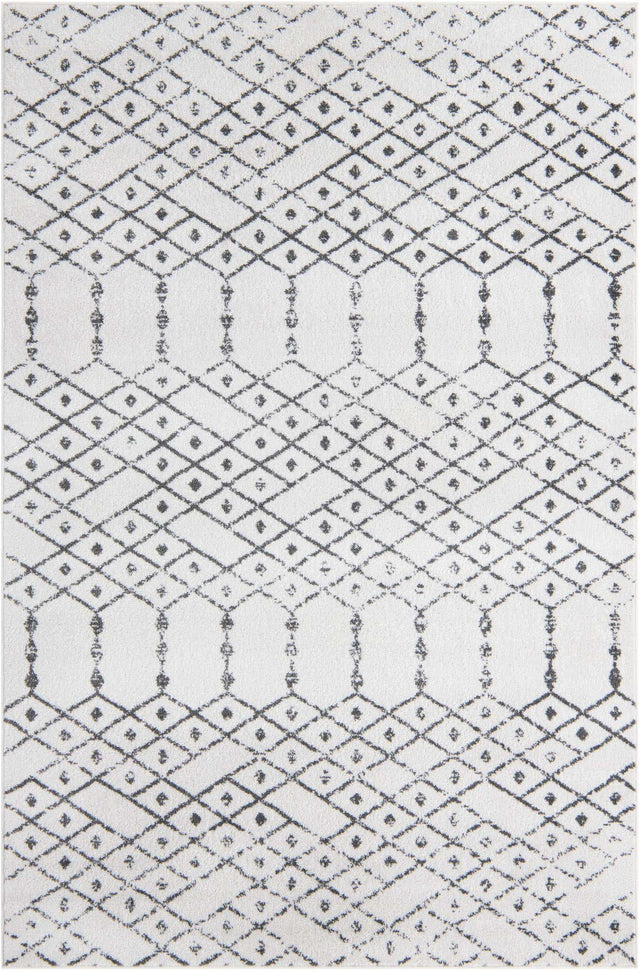 Ivory Black 6' x 9' Paxon Trellis Rectangle Area Rug Geometric Durable Stain Resistant Easy Clean Carpet for Modern Interior Home Decor for Sale at Rug Engine
