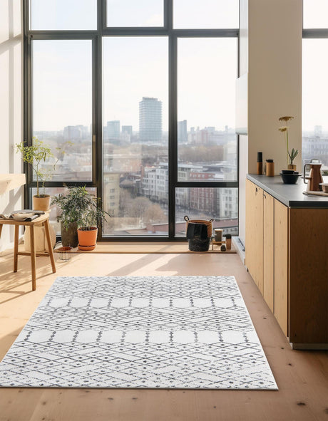 Ivory Black 2' x 3' Paxon Trellis Rectangle Area Rug Geometric Durable Stain Resistant Easy Clean Carpet for Modern Interior Home Decor for Sale at Rug Engine