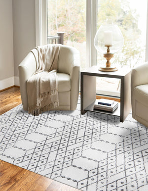 Ivory Black 5' 3 x 8' Paxon Trellis Rectangle Area Rug Geometric Durable Stain Resistant Easy Clean Carpet for Modern Interior Home Decor for Sale at Rug Engine