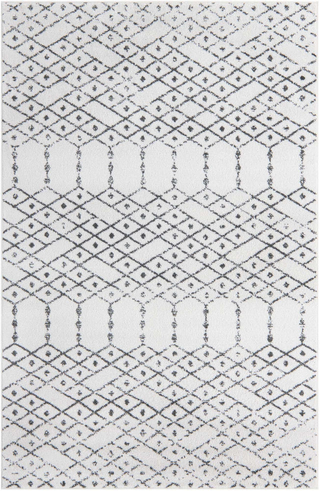 Ivory Black 5' 3 x 8' Paxon Trellis Rectangle Area Rug Geometric Durable Stain Resistant Easy Clean Carpet for Modern Interior Home Decor for Sale at Rug Engine