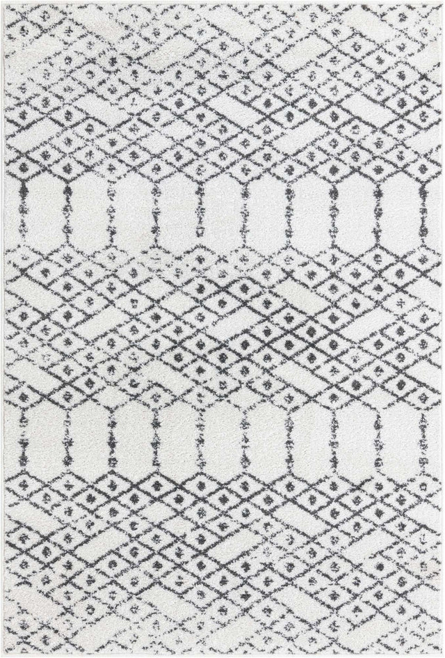 Ivory Black 4' x 6' Paxon Trellis Rectangle Area Rug Geometric Durable Stain Resistant Easy Clean Carpet for Modern Interior Home Decor for Sale at Rug Engine