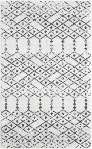 Ivory Black 3' 3 x 5' 3 Paxon Trellis Rectangle Area Rug Geometric Durable Stain Resistant Easy Clean Carpet for Modern Interior Home Decor for Sale at Rug Engine