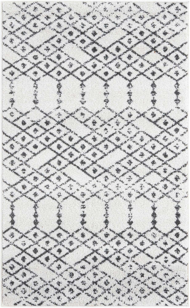 Ivory Black 3' 3 x 5' 3 Paxon Trellis Rectangle Area Rug Geometric Durable Stain Resistant Easy Clean Carpet for Modern Interior Home Decor for Sale at Rug Engine