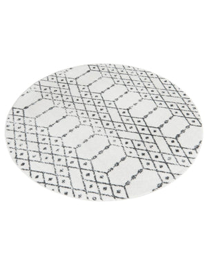 Ivory Black 5' 3 x 5' 3 Paxon Trellis Round Area Rug Geometric Durable Stain Resistant Easy Clean Carpet for Modern Interior Home Decor for Sale at Rug Engine