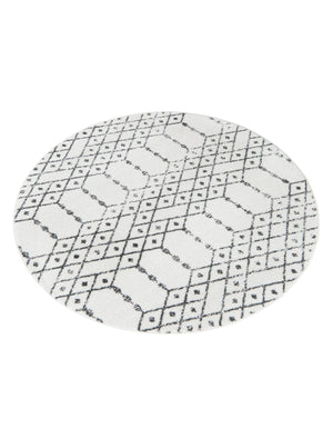 Ivory Black 5' 3 x 5' 3 Paxon Trellis Round Area Rug Geometric Durable Stain Resistant Easy Clean Carpet for Modern Interior Home Decor for Sale at Rug Engine