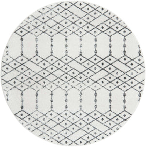 Ivory Black 5' 3 x 5' 3 Paxon Trellis Round Area Rug Geometric Durable Stain Resistant Easy Clean Carpet for Modern Interior Home Decor for Sale at Rug Engine
