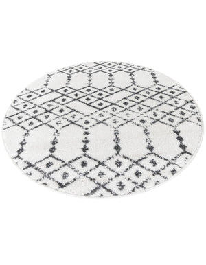 Ivory Black 3' x 3' Paxon Trellis Round Area Rug Geometric Durable Stain Resistant Easy Clean Carpet for Modern Interior Home Decor for Sale at Rug Engine