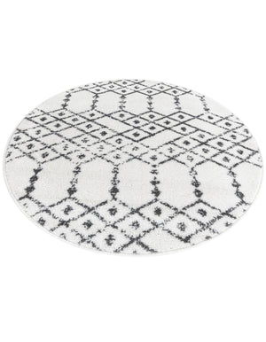 Ivory Black 3' x 3' Paxon Trellis Round Area Rug Geometric Durable Stain Resistant Easy Clean Carpet for Modern Interior Home Decor for Sale at Rug Engine