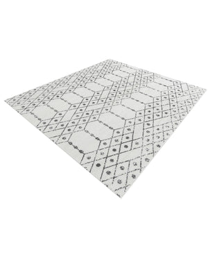 Ivory Black 7' 10 x 7' 10 Paxon Trellis Square Area Rug Geometric Durable Stain Resistant Easy Clean Carpet for Modern Interior Home Decor for Sale at Rug Engine