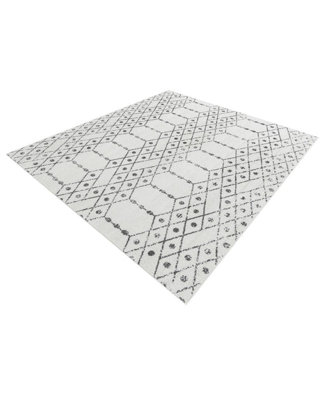 Ivory Black 7' 10 x 7' 10 Paxon Trellis Square Area Rug Geometric Durable Stain Resistant Easy Clean Carpet for Modern Interior Home Decor for Sale at Rug Engine