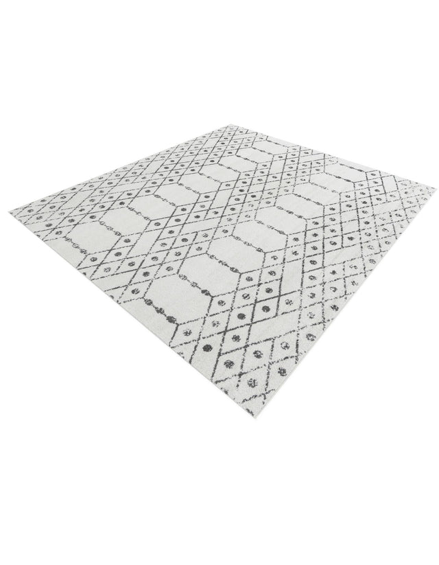 Ivory Black 7' 10 x 7' 10 Paxon Trellis Square Area Rug Geometric Durable Stain Resistant Easy Clean Carpet for Modern Interior Home Decor for Sale at Rug Engine