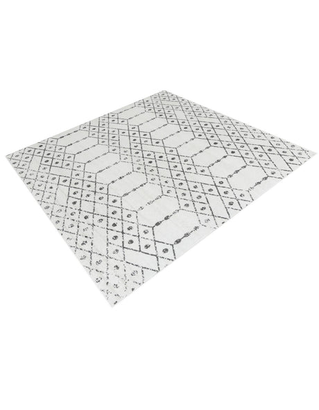 Ivory Black 7' 10 x 7' 10 Paxon Trellis Square Area Rug Geometric Durable Stain Resistant Easy Clean Carpet for Modern Interior Home Decor for Sale at Rug Engine