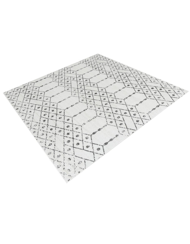 Ivory Black 7' 10 x 7' 10 Paxon Trellis Square Area Rug Geometric Durable Stain Resistant Easy Clean Carpet for Modern Interior Home Decor for Sale at Rug Engine