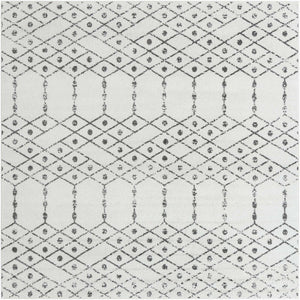 Ivory Black 7' 10 x 7' 10 Paxon Trellis Square Area Rug Geometric Durable Stain Resistant Easy Clean Carpet for Modern Interior Home Decor for Sale at Rug Engine