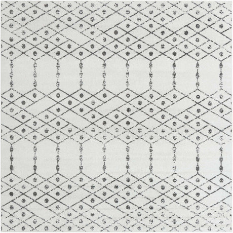 Ivory Black 7' 10 x 7' 10 Paxon Trellis Square Area Rug Geometric Durable Stain Resistant Easy Clean Carpet for Modern Interior Home Decor for Sale at Rug Engine
