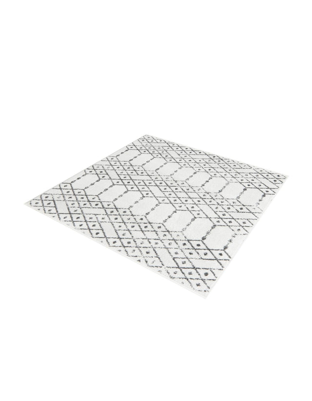 Ivory Black 5' 3 x 5' 3 Paxon Trellis Square Area Rug Geometric Durable Stain Resistant Easy Clean Carpet for Modern Interior Home Decor for Sale at Rug Engine