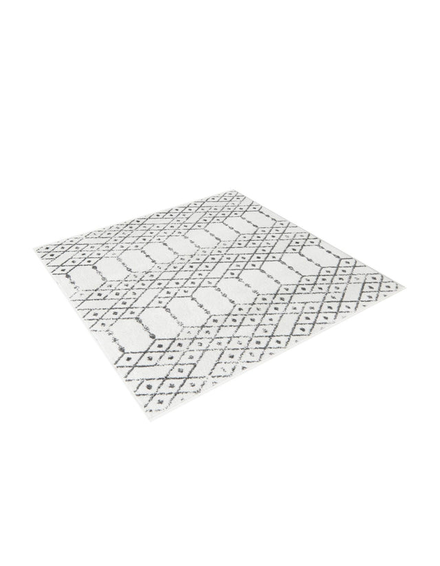 Ivory Black 5' 3 x 5' 3 Paxon Trellis Square Area Rug Geometric Durable Stain Resistant Easy Clean Carpet for Modern Interior Home Decor for Sale at Rug Engine