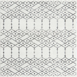 Ivory Black 5' 3 x 5' 3 Paxon Trellis Square Area Rug Geometric Durable Stain Resistant Easy Clean Carpet for Modern Interior Home Decor for Sale at Rug Engine