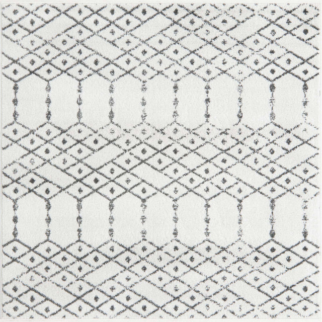 Ivory Black 5' 3 x 5' 3 Paxon Trellis Square Area Rug Geometric Durable Stain Resistant Easy Clean Carpet for Modern Interior Home Decor for Sale at Rug Engine