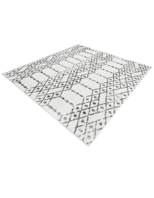 Ivory Black 4' x 4' Paxon Trellis Square Area Rug Geometric Durable Stain Resistant Easy Clean Carpet for Modern Interior Home Decor for Sale at Rug Engine