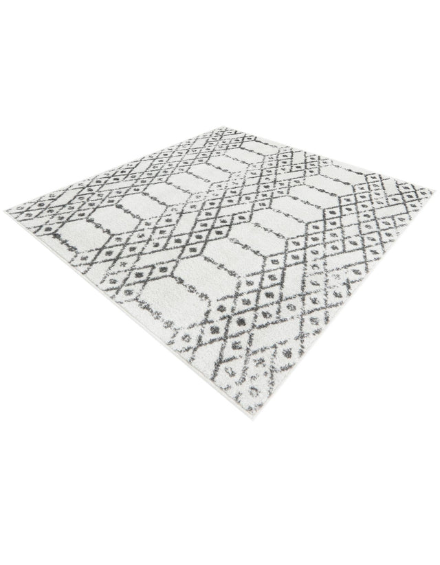Ivory Black 4' x 4' Paxon Trellis Square Area Rug Geometric Durable Stain Resistant Easy Clean Carpet for Modern Interior Home Decor for Sale at Rug Engine