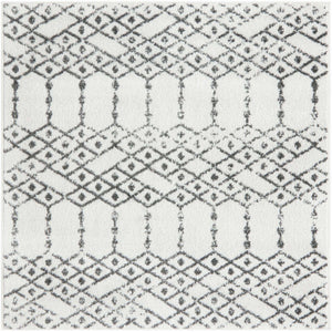 Ivory Black 4' x 4' Paxon Trellis Square Area Rug Geometric Durable Stain Resistant Easy Clean Carpet for Modern Interior Home Decor for Sale at Rug Engine