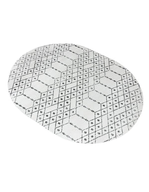 Ivory Black 7' 10 x 10' Paxon Trellis Oval Area Rug Geometric Durable Stain Resistant Easy Clean Carpet for Modern Interior Home Decor for Sale at Rug Engine