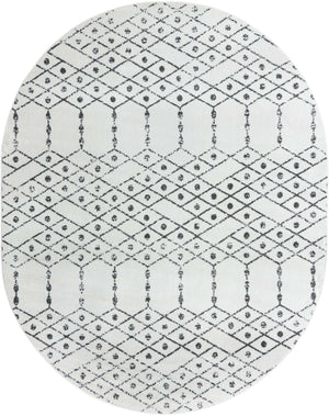 Ivory Black 7' 10 x 10' Paxon Trellis Oval Area Rug Geometric Durable Stain Resistant Easy Clean Carpet for Modern Interior Home Decor for Sale at Rug Engine