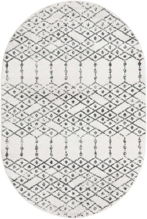 Ivory Black 4' x 6' Paxon Trellis Oval Area Rug Geometric Durable Stain Resistant Easy Clean Carpet for Modern Interior Home Decor for Sale at Rug Engine