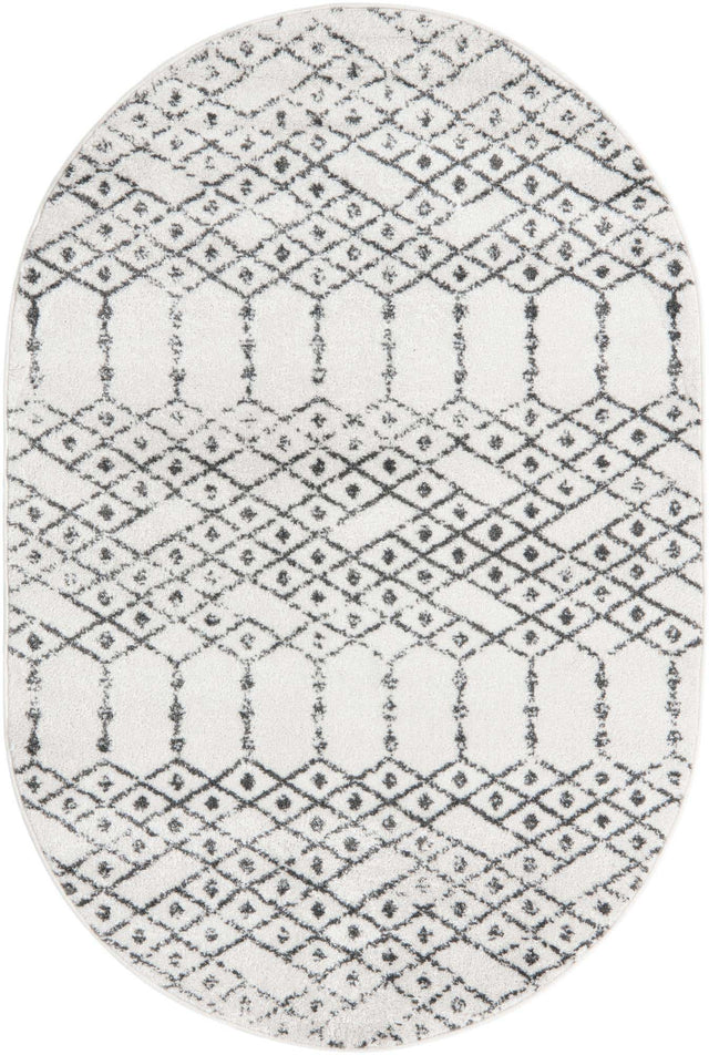 Ivory Black 4' x 6' Paxon Trellis Oval Area Rug Geometric Durable Stain Resistant Easy Clean Carpet for Modern Interior Home Decor for Sale at Rug Engine