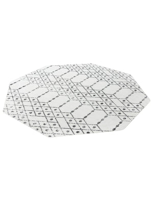 Ivory Black 7' 10 x 7' 10 Paxon Trellis Octagon Area Rug Geometric Durable Stain Resistant Easy Clean Carpet for Modern Interior Home Decor for Sale at Rug Engine