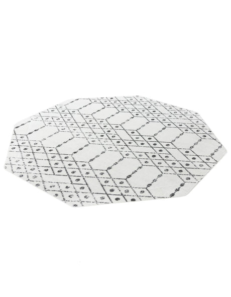 Ivory Black 7' 10 x 7' 10 Paxon Trellis Octagon Area Rug Geometric Durable Stain Resistant Easy Clean Carpet for Modern Interior Home Decor for Sale at Rug Engine