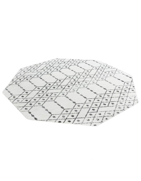 Ivory Black 7' 10 x 7' 10 Paxon Trellis Octagon Area Rug Geometric Durable Stain Resistant Easy Clean Carpet for Modern Interior Home Decor for Sale at Rug Engine