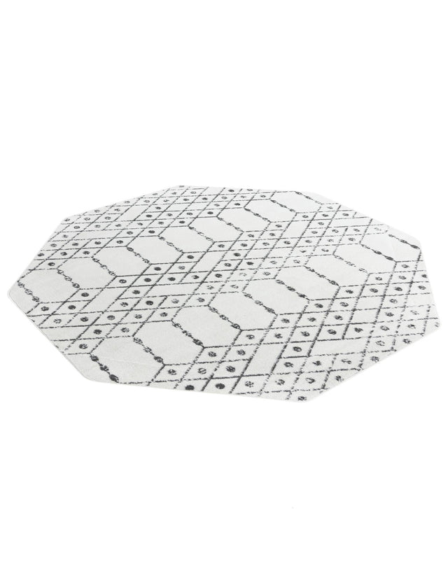 Ivory Black 7' 10 x 7' 10 Paxon Trellis Octagon Area Rug Geometric Durable Stain Resistant Easy Clean Carpet for Modern Interior Home Decor for Sale at Rug Engine