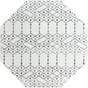 Ivory Black 7' 10 x 7' 10 Paxon Trellis Octagon Area Rug Geometric Durable Stain Resistant Easy Clean Carpet for Modern Interior Home Decor for Sale at Rug Engine