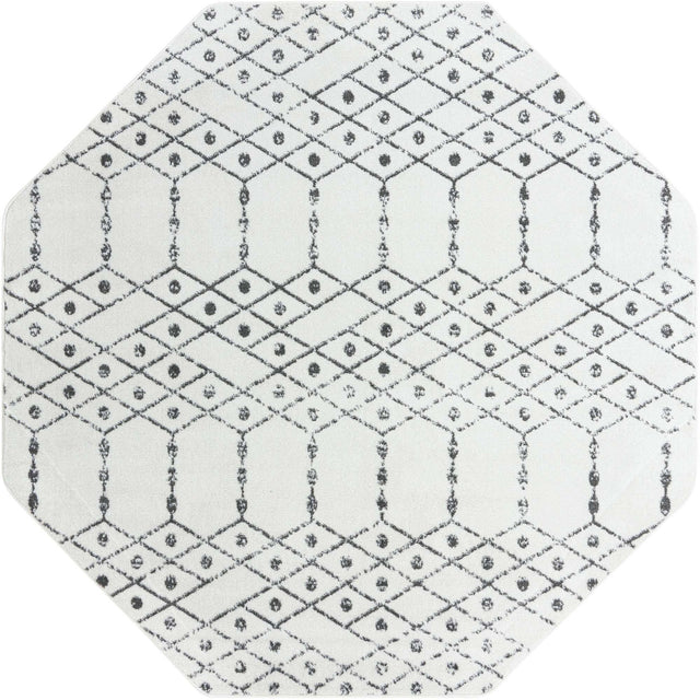 Ivory Black 7' 10 x 7' 10 Paxon Trellis Octagon Area Rug Geometric Durable Stain Resistant Easy Clean Carpet for Modern Interior Home Decor for Sale at Rug Engine