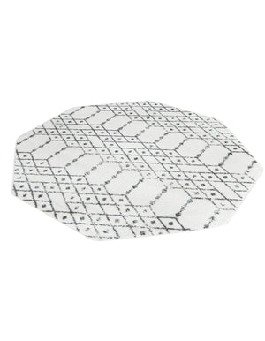 Ivory Black 5' 3 x 5' 3 Paxon Trellis Octagon Area Rug Geometric Durable Stain Resistant Easy Clean Carpet for Modern Interior Home Decor for Sale at Rug Engine