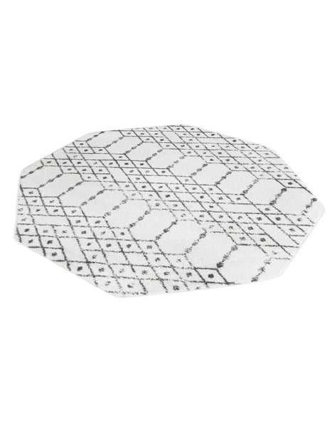 Ivory Black 5' 3 x 5' 3 Paxon Trellis Octagon Area Rug Geometric Durable Stain Resistant Easy Clean Carpet for Modern Interior Home Decor for Sale at Rug Engine
