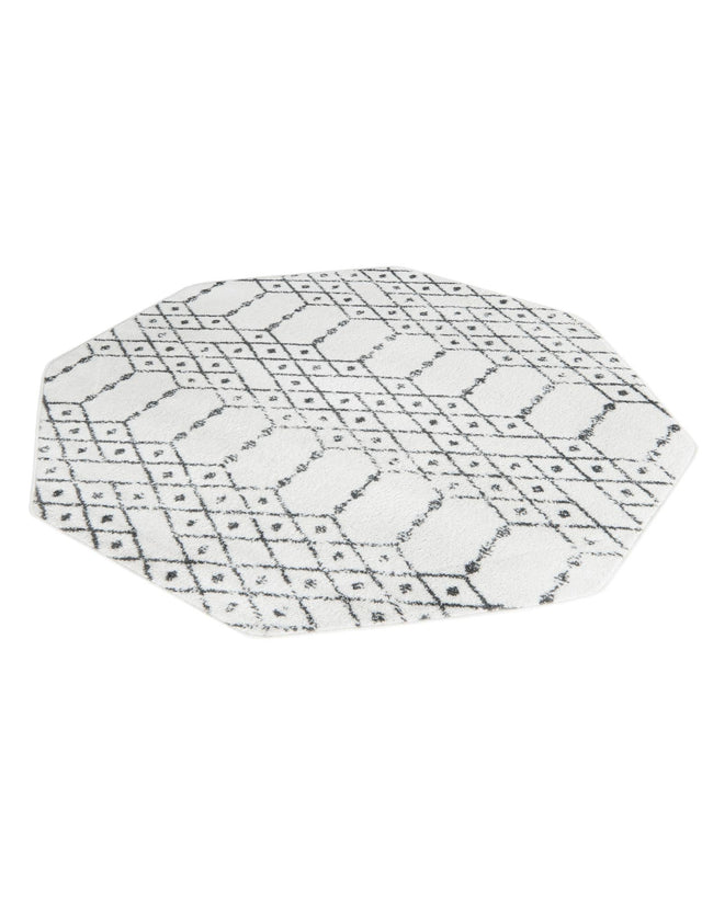 Ivory Black 5' 3 x 5' 3 Paxon Trellis Octagon Area Rug Geometric Durable Stain Resistant Easy Clean Carpet for Modern Interior Home Decor for Sale at Rug Engine