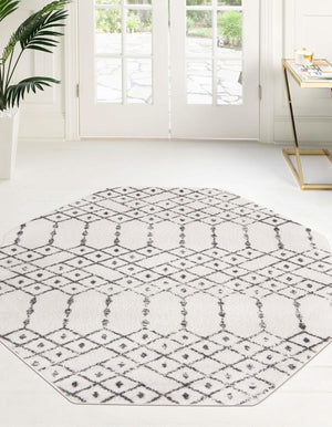 Ivory Black 7' 10 x 7' 10 Paxon Trellis Octagon Area Rug Geometric Durable Stain Resistant Easy Clean Carpet for Modern Interior Home Decor for Sale at Rug Engine