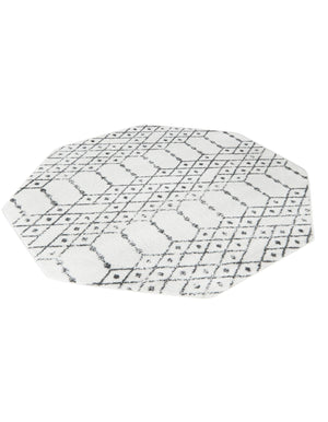 Ivory Black 5' 3 x 5' 3 Paxon Trellis Octagon Area Rug Geometric Durable Stain Resistant Easy Clean Carpet for Modern Interior Home Decor for Sale at Rug Engine