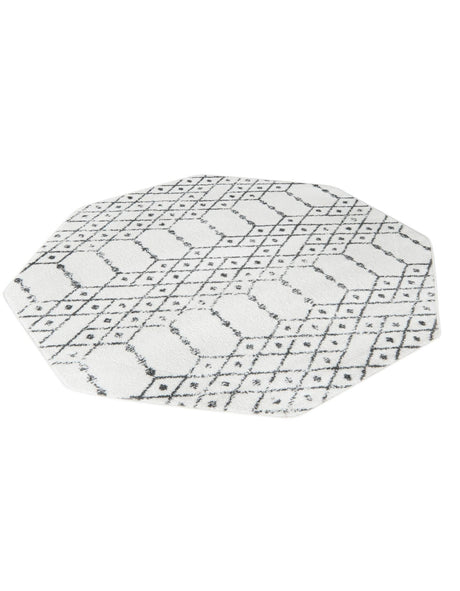 Ivory Black 5' 3 x 5' 3 Paxon Trellis Octagon Area Rug Geometric Durable Stain Resistant Easy Clean Carpet for Modern Interior Home Decor for Sale at Rug Engine