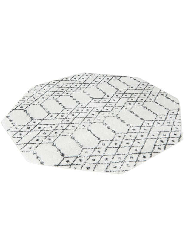 Ivory Black 5' 3 x 5' 3 Paxon Trellis Octagon Area Rug Geometric Durable Stain Resistant Easy Clean Carpet for Modern Interior Home Decor for Sale at Rug Engine