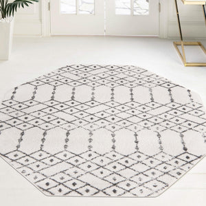 Ivory Black 5' 3 x 5' 3 Paxon Trellis Octagon Area Rug Geometric Durable Stain Resistant Easy Clean Carpet for Modern Interior Home Decor for Sale at Rug Engine